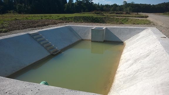 Im Pumpenschacht steht das Wasser